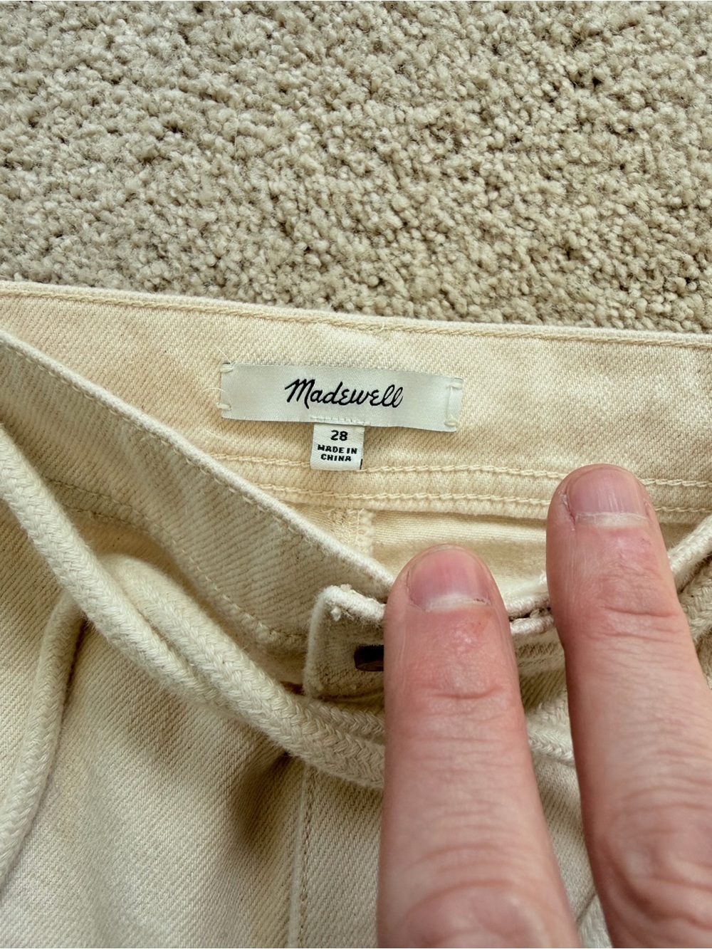 Madewell women’s Light Cream denim Pants
